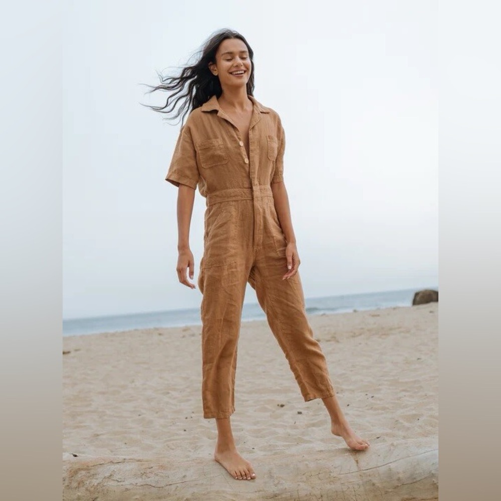 MATE the Label Caramel Brown Short-Sleeve Jumpsuit